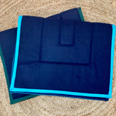 Kersey Wool Saddle Pad  - Navy with Aqua Trim